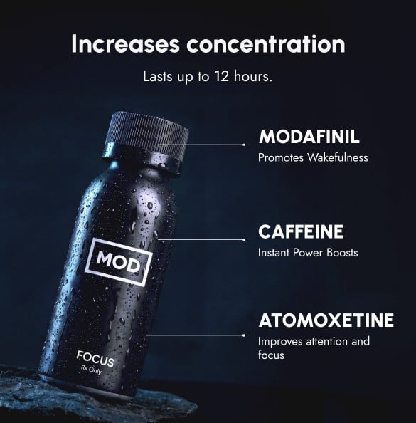 MOD FOCUS prescription liquid energy formulated to promote sustained alertness and focus — slide 2